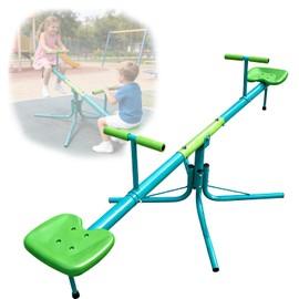 TOVINI Teeter Totter Seesaw for Kids Outdoor-Sit and Spin Teeter Totter with 5-Prong Support Legs, Playground Equipment with Swiveling 360 Degrees Rotating for Aged 4-12
