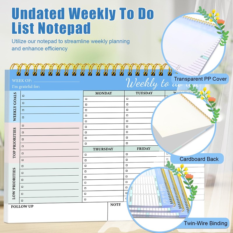 To Do List Notepad - Weekly Planner Pad, A4 Undated