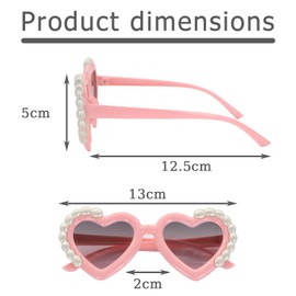 ALLY-MAGIC Kids Heart Shaped Sunglasses Pearl Love Heart Sunglasses for Girls UV400 Protection Vintage Glasses Children's Eyewear for Kids Birthday Summer Party Beach Y7ZZAXTJ