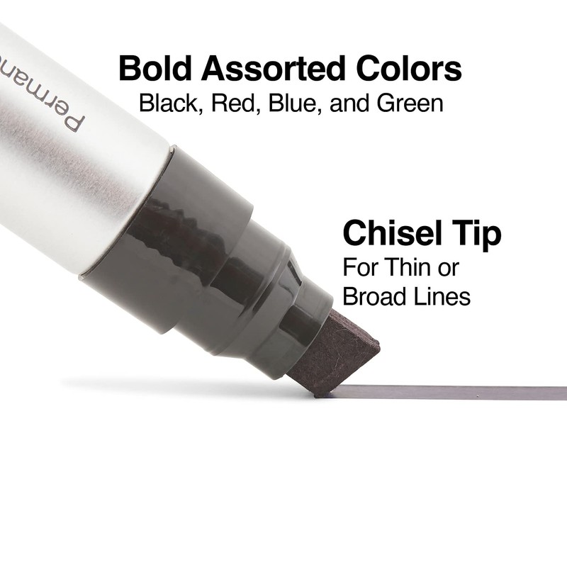TRU RED Staples XL Tank Permanent Markers, Chisel Tip, Assorted,