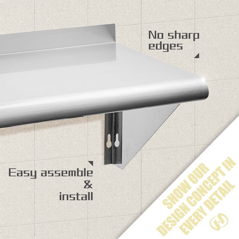 Hally Stainless Steel Shelf 12 x 60 Inches 315 lb,