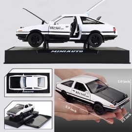Mzexoma Initial D Toyota Trueno AE86 Alloy Diecast Car Model, Sports Car Toys for Kids and Adults,Pull Back Vehicles Toy Cars (Black-Type A)