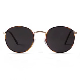 DQbhzh Sunglasses Womens Round Sunglasses Circle Sunglasses Polarized Sunglasses Men UV Protection, Tortoise/Grey, Small