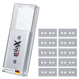 miaX Quality Replacement Blades Suitable for Hob Scraper 2.0 - 10 High Quality Sharp Stainless Steel Blades in Practical Storage Box
