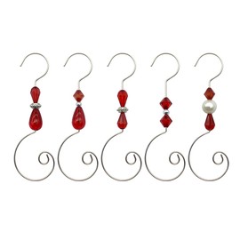 WEIBIAO Christmas Ornament Hooks - Silver Wire Hooks, Acrylic Jewelry Hooks with Christmas Tree Ornament Hooks-30 PK (Red)