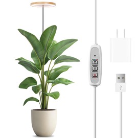 LORDEM Bamboo Grow Light for Indoor Plants, Full Spectrum LED Plant Grow Light, Height Adjustable Growing Lamp with Auto Timer 4H/8H/12H, 4 Dimmable Levels, Ideal for Large Tall Plants, 2 Pack