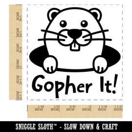 Peeking Gopher Go for It Self-Inking Rubber Stamp Ink Stamper - 1-1/2 Inch Large - Red Ink