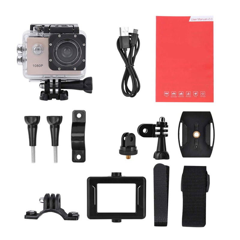 HD 1080P Sports Camera,30m Waterproof 140° Wide Angle Action Camcorder