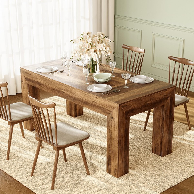 LITTLE TREE Modern Dining Table, Rectangle Heavy Duty Kitchen Table