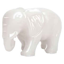 gemshan Jade-Elephant-Statue-Animal Figurine, 2.7inch Big White Jade Statue for Good Luck Feng Shui Wealth for Home Decor