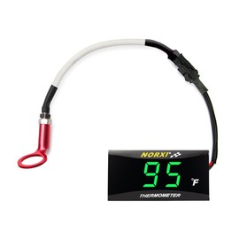 Norxi Universal Digital Engine Temperature Meter Fahrenheit Digital Engine Temperature Gauge with 10 or 14mm Probe Sensor Adapter for Most Marine ATV Generator Lawn Tractor Motorcycle(Green,14mm)