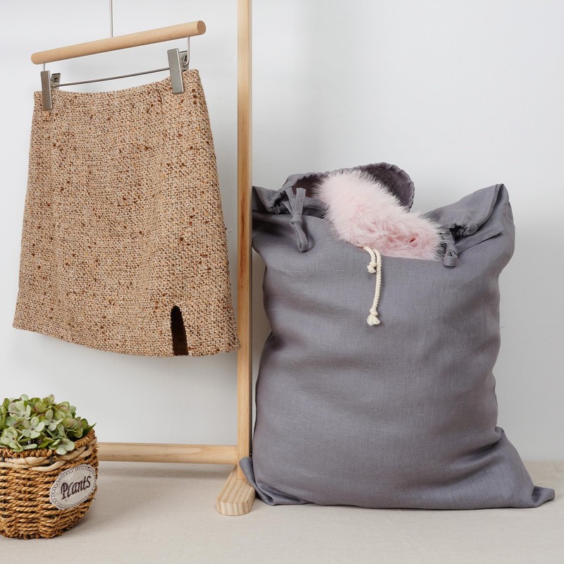 HSOFTIFY Linen Hanging Laundry Bag, Over The Door Laundry Hamper