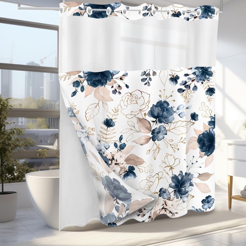 Tititex No Hooks Snap in Liner Rustic Navy Blue Floral
