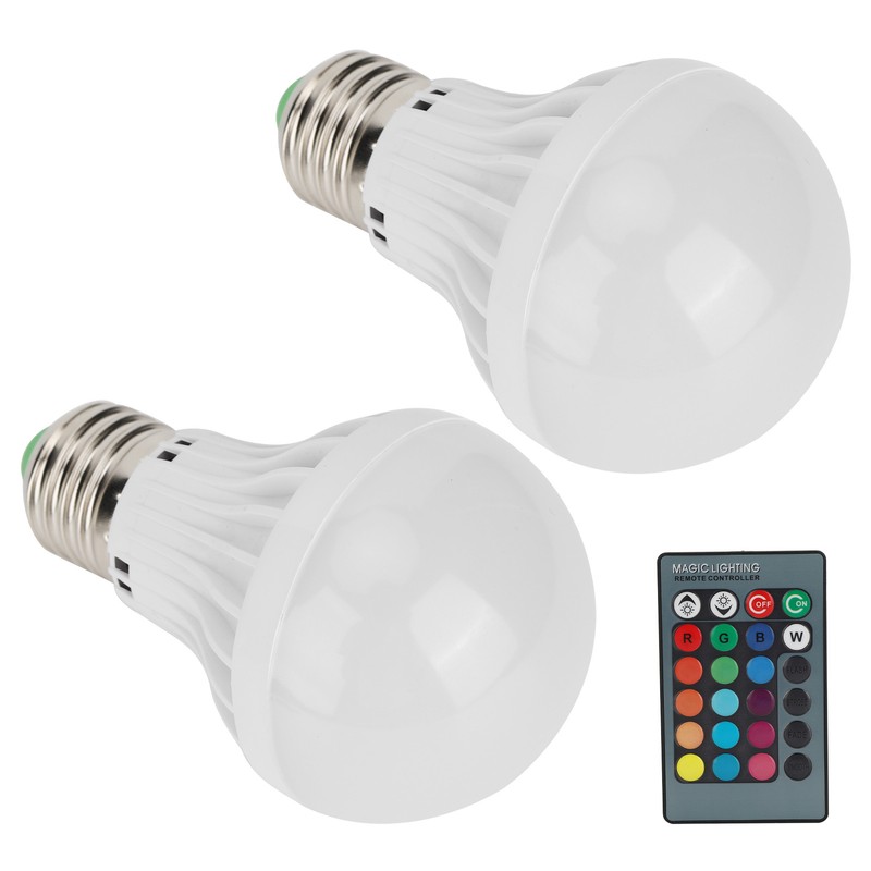 2Pcs E27 3W RGB Bulb Lamp Color Changing Bulb Light