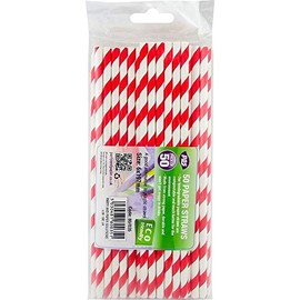 1000 x Red and White Stripe Paper Drinking Straws Biodegradable Eco 8" (20cm) Approx