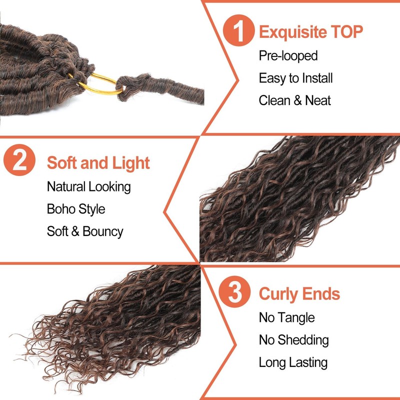 Boho Locs Crochet Hair 7 Packs 18 Inch Goddess Faux