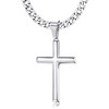 Besteel 925 Sterling Silver Cross Necklace Beveled Edge for Men