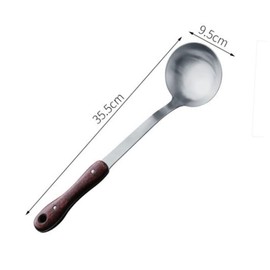 COLLBATH Stainless Steel Kitchen Utensils with Wooden Handles Heat Insulated Soup Ladle and Cooking Spoon for Home Use and Safe Kitchen Supplies Smooth Edges