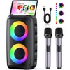 Karaoke Machine, Portable Bluetooth Speaker, PA Speaker with 2 Wireless