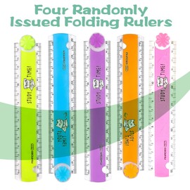 4Pcs Folding Ruler, 30cm Transparent Ruler, Plastic Geometric Rulers Straight Cute Ruler, Back To School Stationary Ruler, Foldable Ruler for Kids School Children Kids Office - Color Random