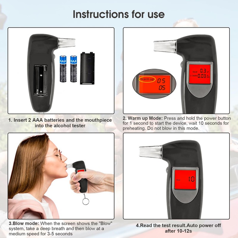 Fandcy Alcohol Breathalyzer, Portable Breath Tester with Accurate Digital LCD