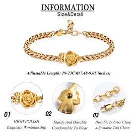 zeqingjw Cremation Jewelry Rose Flower Urn Bracelet for Ashes for Women Adjustable Keepsake Memorial Bracelet Urn Bangle Ashes Holder, Metal, stainless steel