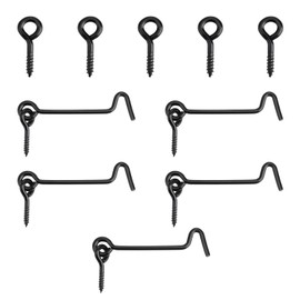 5 Pcs Cabin Hook,2 Inch Eye Latch 50mm Plated Metal Door Swivel Hook,Stainless Steel Gate Hook Lock,with Mounting Screws for Gate Shutters Window Slide Barn Door Black