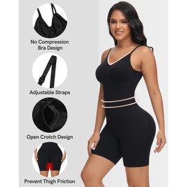 Figninget Women's Tummy Control Shapewear Bodysuit Backless Shapewear For Women V-Neck Seamless Sculpt Body Shaper