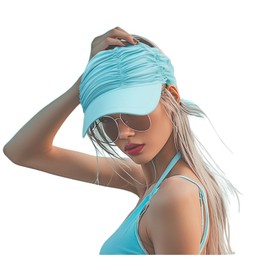 YAMEE Visor Cap Women's UV Protection, Sun Visor Women's Elastic Sun Shield, Lightweight Sun Hats Large Brim, Sun Visor Women's Summer Cap Breathable for Beach, Camping, Picnics, Hiking, lightblue