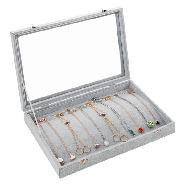 Yewclls Earring Stand Jewellery Stand Velvet Grey with 30 Slots