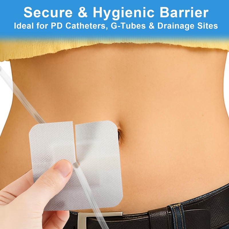 20-Pack Split Drain Adhesive Bandages for PD Catheter & Feeding