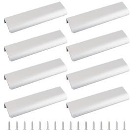 MOROBOR Finger Edge Pulls, 8pcs Hidden Drawer Pulls Modern Style Drawer Handles, Aluminum Alloy Hidden Back Mount Door Handles for Cabinet Hardware Drawer Wardrobe, 120mm/Silver