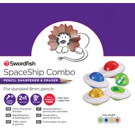 Swordfish SpaceShip Combo Pencil Sharpener & Eraser - 40341 - Assorted Colours (Pack of 1)