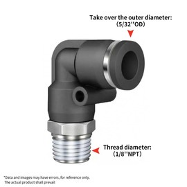 NANLACH PNEUMATIC Male Elbow 5/32 Inch Tube OD x 1/8 Inch NPT Thread 90 Push to Connect Fittings PL-5/32-1/8 (Pack of 5)