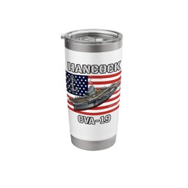 USS Hancock CVA-19 Aircraft Carrier Veterans Father Grandpa Stainless Steel Insulated Tumbler