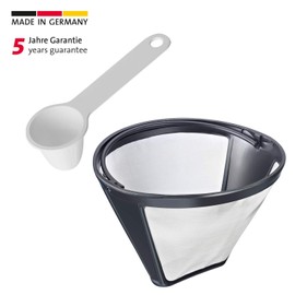 Westmark 244322E6 Coffee Set 2-Piece Permanent Filter Size 4 and Coffee Dosing Spoon for 6 g Coffee, Plastic/Stainless Steel, White/Silver/Black