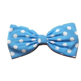Polka Dots Hair Bow Collection (Light Blue/Large White Dots, Barrette)