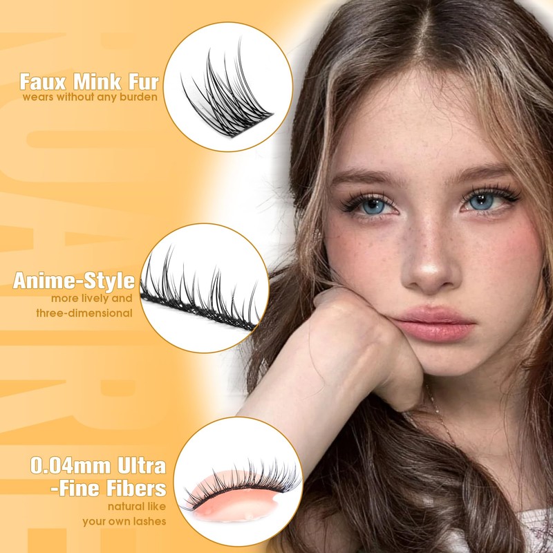 Natural Lash Clusters Manga Cluster Eyelash Extensions 180PCS Wispy Eyelash