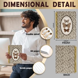 LUKIPOM Vintage Boho Floral Moth Notebook Journal, Cottagecore Neutral Botanical Butterfly Spiral Notebook 5.5x8.3, Butterfly Journal for Office School Supplies