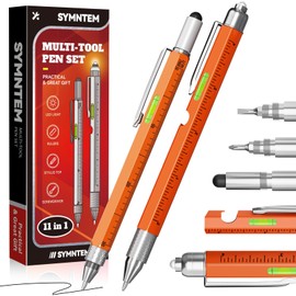 Stocking Stuffers for Men, 11 in 1 Multitool Pen with LED Light, Christmas Gifts for Men, Cool Gadget Gifts for Women, Mens Gifts for Christmas, Tools Gadgets for Men, Orange