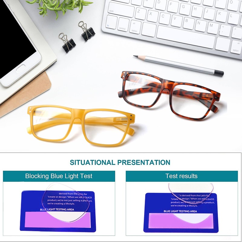 Kerecsen 5 Pack Oversized Reading Glasses Blue Light Blocking Square