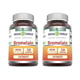 Amazing Formulas Bromelain 500 Mg | Tablets Supplement | Non-GMO | Gluten-Free | Made in USA (Pack of 2 | 120 Count)