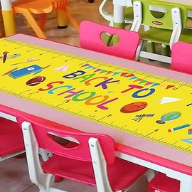 Oringaga Welcome Back to School Table Runner Decoration First 100th Day of School Party Favors Supplies Tablecloth Prize Goodie Bag (12 x 72 Inch)
