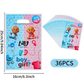 HABILE 36 Boy or Girl Gift Bags Gender Reveal Gift Bag with Handles, Blue, Pink, Baby Shower Plastic Bags for Gender Reveal Party Gift Wrapping (Boy or Girl)