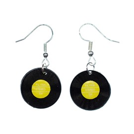 Miniblings Vinyl Record LP Earrings – Handmade Fashion Jewellery I Music Band DJ Vinyl Yellow – Earrings Silver Plated, Plastic, not known