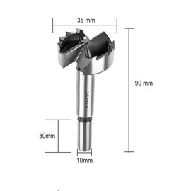 SUQIN 35mm Professional Forstner Drill Bit,Round Handle Forstner Wood Drill Bits, For Drilling Hinge Cutter Length 90mm
