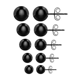 YZstyle Ball Earrings 316L Surgical Steel Earrings Round Ball Stud Earrings Set for Women Girls 5 Pair Set Assorted Sizes