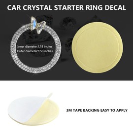 ZNDAW Butterfly Bling Ring Emblem Car Accessories, Crystal Double Rhinestone Engine Start Stop Decoration, Sparkling Push to Start Button Cover Key Ignition & Knob Ring Decal for Women (White)