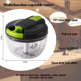 FLOTRUTE Onion Cutter 520 ml Vegetable Cutter Manual Onion Chopper with Servo Support, Onion Chopper 10 Seconds Chopping, for Salad, Meat, Garlic, Nuts, Fruit, Herb