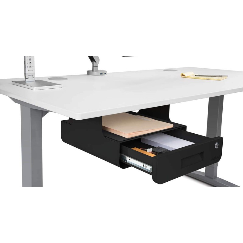 Locking Under Desk Drawer with Shelf (Black) by UPLIFT Desk